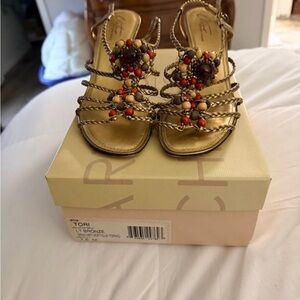 Bronze Beaded Women's Heels